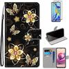 MUTOUREN Cover per Samsung Galaxy A32 5G con Proteggi Schermo, Custodia a Portafoglio in Pelle Antiurto con Flip Cover Funzione di Supporto, Farfalle e fiori