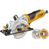 Ingco MFS1251 Mini Sega Circolare 750 W A Filo per Taglio Legno Piastrelle Plastica Tagli da 45° 90° 2 Dischi Inclusi