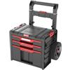 Qbrick System Cassetta Attrezzi Vuota Con Ruote Pro Cart 2.0 Plus Drawer 3 Black Carrello Porta Utensili Con 3 Cassetti Modulabile