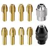 Desiumite Set di 10 pinze per trapano in ottone con dado rotante per utensili rotanti, 0,8-3,2 mm, compatibile con 4485 per 4486, include mandrino a 3 ganasce e S flessibile