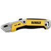 DeWALT Coltello multiuso retrattile in lega di metallo pressofuso manico ergonomico include uno scomparto impermeabile per cinque lame aggiuntive. C'è anche un foro per cordino, fornito con 1 lama