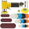 LLOOPK Mini Orbital 2/3 Air Sander Lucidatrice pneumatica Grinder Buffer orbitale a doppia azione 80PCS Set di carta vetrata(HF-942 Deflection)