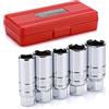 EMENTOL Set di chiavi a bussola per candele di accensione da 3/8, CR-V, SAE e metrico, attacco da 3/8, set di chiavi a bussola a 6 punti, 5 pezzi