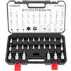 TOMMARS Set di 26 chiavi a bussola Torx a stella antimanomissione di sicurezza con punte da 1/4, 3/8, 1/2 T10-T70 e TT10-TT70, in lega di acciaio S2