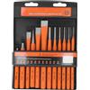 MOTOULAX Set di punzone e scalpello con perno, set di punteruoli e scalpello, cuscinetto antiscivolo in gomma, ergonomico, trattamento termico generale, 12 pezzi per la fabbricazione di stampi