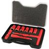 Wiha 31496 - Set di chiavi a T isolate da 3/8, misure 5/16, 3/8, 7/16, 1/2, 9/16, 5/8, 11/16, 3/4, barra di estensione da 12,7 cm e impugnatura a T