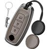 Rondrive Custodia per chiave auto, cover compatibile con Nissan Ariya Interstar Townstar Evalia X-Trail Leaf Micra 2025 2026 lega di zinco+pelle guscio chiave tipo B marrone