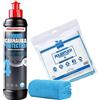 detailmate Set di sigilante per la Cura Auto - Car Care: Menzerna Cera liquida Naturale Liquid Carnauba Protection, 250 ml - lucentezza Brillante + Panno Spesso Microfibra, 40x40cm, 550 gsm