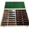 Generic 8 Pezzi Utensili Per La Tornitura Del Legno, Set Di Scalpelli Per Tornio in HSS Con Manici in Faggio, Ghiere in Ottone E Custodia in Legno Per Hobbista Del Legno Da Principiante A Intermedio