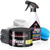 detailmate: Set di rinforzi per cera e lucidatura, Soft99 New Fusso Coat 12 Months Wax Dark, FussoCoat Speed & Barrier Quick Detailer, applicatore spugna, panno per lucidatura, panno in microfibra