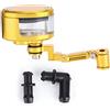 Qiilu Coppa olio freno, serbatoio liquido freno anteriore CNC alluminio moto Set coppa olio moto adatta per ZX 6R 9R 10R(Oro)