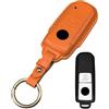 Rondrive Custodia per chiavi per moto, adatta per Y-AMAHA MT-09 SP Tracer 9 GT 2025, custodia per chiavi auto, in pelle, colore arancione