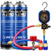 Ralertreik Ralerfresh RC 5 in 1 - Ricarica aria condizionata auto R134a - Gas refrigerante, Sigilla le perdite, Lubrificante, Elimina l'umidità e Protegge (2 bombole + manometro RF31 + connettori)