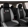 Auto Accessori Lupex | Set 12 pezzi Coprisedili Auto Compatibili con C3 Aircross dal 2017 al 2024, Nero Grigio Chiaro, Made In Italy, Protezione Sedili Anteriori e Posteriori