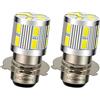 Ruiandsion P15D-25-3 LED Lampadina per fari DC 6-30V Super Bright 5730 17SMD Chips Hi/Lo Beam LED per fari moto, bianco (confezione da 2)