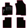 QUEMAR Tappetini Auto per Lancia Ypsilon 5 porte, Bordo Rosa, 1 Ricamo | dal 2011 / anche Hybrid / Kit Tappeti Moquette e Gomma su Misura / Set 2 Anteriori + 2 Post. / Ricami e Colori Personalizzati