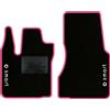 QUEMAR Tappetini Auto compatibili con Smart Fortwo W453 dal 2014 / Kit Set 2 Tappeti in Moquette e Gomma su Misura/Ricami e Colori Personalizzati (2 Loghi+Ricami, Bordo Rosa)