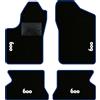 QUEMAR Kit Tappetini Auto per Fiat 600 1998-2010, Bordo Blu, 4 Ricami