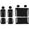 Lupex Shop 500_N.Gc ALL Copri-sedili Auto Compatibili 500 | Nero Grigio Chiaro | Set Copri-Sedile Anteriori e Posteriori | Logo Ricamato | Airbag Compatibile | Accessori Auto Interno