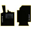 QUEMAR Tappetini Auto compatibili con Smart Fortwo W451 2007-2014 / Kit Tappeti in Moquette e Gomma su Misura (Set 2 Anteriori) / Ricami e Colori Personalizzati (2 Loghi+Ricami, Bordo Giallo)
