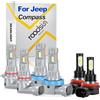 Generico Kit Lampadine LED Auto, 20000LM, 12V, Abblaglianti 9005 HB3, Anabbaglianti H11, Fendinebbia H11, Fari LED antiabbagliamento, Illuminazione notturna a 300 metri, For Jeep Compass 2014-2021
