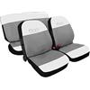 Lupex Shop Coprisedili auto compatibili con 500 Cinquecento, Bianco Grigio chiaro centrale, Made in Italy, tessuto poliestere, set sedili completi anteriori e posteriori