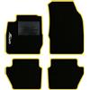QUEMAR Tappetini Auto compatibili con Ford Fiesta MkVI 6 serie 2008-2017/Kit Tappeti Moquette e Gomma su Misura (Set 2 Anteriori + 2 Poster.)/Ricami e Colori Personalizzati (1 Ricamo, Bordo Giallo)