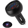 PolarLander Caricabatteria da Auto 3 in 1 Display Digitale voltmetro termometro 12V 24V accendisigari USB