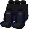 Susy Shop Coprisedili auto universali Made in Italy - Racing - schienali posteriori con 2 zip - airbag compatibili (Nero/Blu scuro)
