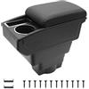KAERGK Bracciolo per Auto per Opel Astra J Console Centrale Dell'auto Doppio Strato di Spazio con Portabicchieri Facile da Montare Pelle Confortevole e Resistente Nero (Linea Nera)
