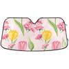 Generic Parasole per parabrezza per auto, con tulipani rosa gialli e fiori, foglie verdi, graziosi, pieghevoli, per camion, protezione per parabrezza, S, 134,6 x 59,7 cm