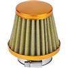 Terisass filtro cono + Kit filtro di aspirazione aria con morsetto per moto Kit filtro aria di aspirazione moto universale con per moto fuoristrada ATV Quad Dirt Pit Bike(Oro)