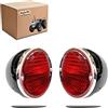 Bajato Coppia di fanali Posteriori | Corpo Nero | Anello Cromato | Rosso/Lente I per Jeep Willys | Trattori John Deere e Massey Ferguson