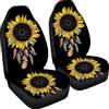 JoyLamoria - Protezioni per sedili auto in stile boho con motivo floreale, compatibilità universale, 2 coprisedili anteriori per auto, stampa sognatore con girasoli, coperta elastica decorativa per