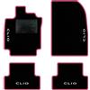 QUEMAR Tappetini Auto compatibili con Renault Clio III e Grandtour 2005-2012/Kit Tappeti Moquette e Gomma su Misura (Set 2 Anter.+ 2 Poster.)/Ricami e Colori Personalizzati (4 Ricami, Bordo Rosa)