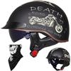 EBAYIN Caschi Cromwell Jet e Demi-Jet Casco Moto A Mezzo Casco Retrò Harley Casco Anticollisione Di Sicurezza Per Scooter Chopper Cruiser DOT / ECE Con Occhiali A Sgancio Rapido,F-L=（59~60cm）