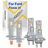 ROADSUN Lampadine alogene a LED per la guida notturna, 20000LM Fari LED per auto destrorse, 12V, 6000K Bianco, Abblaglianti H1, Anabbaglianti H7, For Ford Fiesta VI 2009-2017