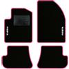 QUEMAR Tappetini Auto compatibili con Ford Fiesta MkV 5 serie 2002-2008/ Kit Tappeti Moquette e Gomma su Misura (Set 2 Anteriori + 2 Poster.)/Ricami e Colori Personalizzati (2 Ricami, Bordo Rosa)