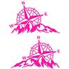 Pimastickerslab Kit 2 Adesivi Rosa dei Venti Adventure Avventura Offroad Auto Camper Decalcomanie Scegli Colore e Misura -cod. 1654- (046 Rosa Fluo, cm 25 x 16 cad.)