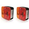 J/J Coppia Fanale Faro Posteriore Trattore Carrello Rimorchio Caravan + Lampadine