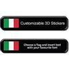 labelbike - 2 Adesivi 3D PERSONALIZZABILI BANDIERA + NOME - Etichette in Resina Impermeabili per Serbatoio Moto Telaio Bicicletta Casco Bici Moto Tuning Auto Stile Rally - 1x5 cm