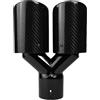 Xwthsch Terminale Di Scarico 1PC. Tubo scarico a doppia uscita in fibra carbonio per auto, a forma di Y, con ugello decorativo universale in acciaio inox. Terminali Di Scarico Per Auto(70mm-101mm)