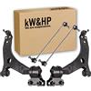 kW&HP KIT 4PZ COPPIA TRAPEZI BRACCI BRACCETTI OSCILLANTI + BIELLETTE ASSALE ANTERIORE COMPLETI (18MM) KW0052B
