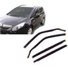 J&J AUTOMOTIVE HEKO Deflettori per Opel Zafira C Tourer 2011-2019, 4 pezzi | 4 deflettori HEKO per Opel Zafira C Tourer, PMMA 3 mm, fumé, canale del finestrino.