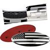 KUNIO 1 pezzo bandiera americana per griglia anteriore posteriore del portellone posteriore, adatto per Ford F150 F250 F350 Edge Ranger Explorer, badge con logo accessori, 11,5 cm, argento