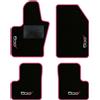 QUEMAR Tappetini Auto per 500X 2014-2024, Bordo Rosa, 4 Ricami | Kit Tappeti Moquette e Gomma su Misura / Set 2 Anteriori + 2 Posteriori / Ricami e Colori Personalizzati / Antiscivolo