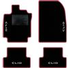 QUEMAR Tappetini Auto compatibili con Renault Clio III e Grandtour 2005-2012/Kit Tappeti Moquette e Gomma su Misura (Set 2 Anter.+ 2 Poster.)/Ricami e Colori Personalizzati (4 Ricami, Bordo Fucsia)
