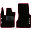QUEMAR Tappetini Auto per Smart Fortwo 453, Bordo Fucsia, 2 Loghi+Ricami | 2014-2024 / W453 / Kit Tappeti Moquette e Gomma su Misura / Set 2 Anteriori / Ricami e Colori Personalizzati / Antiscivolo