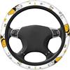 Myfsucce Coprivolante in poliestere antiscivolo per volante, accessori auto universali da 38 cm/15 pollici, motivo floreale con api carine, bianco