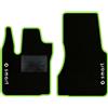 QUEMAR Tappetini Auto per Smart Fortwo 453, Bordo V.Acido, 2 Loghi+Ricami | 2014-2024 / W453 / Kit Tappeti Moquette e Gomma su Misura / Set 2 Anteriori / Ricami e Colori Personalizzati / Antiscivolo